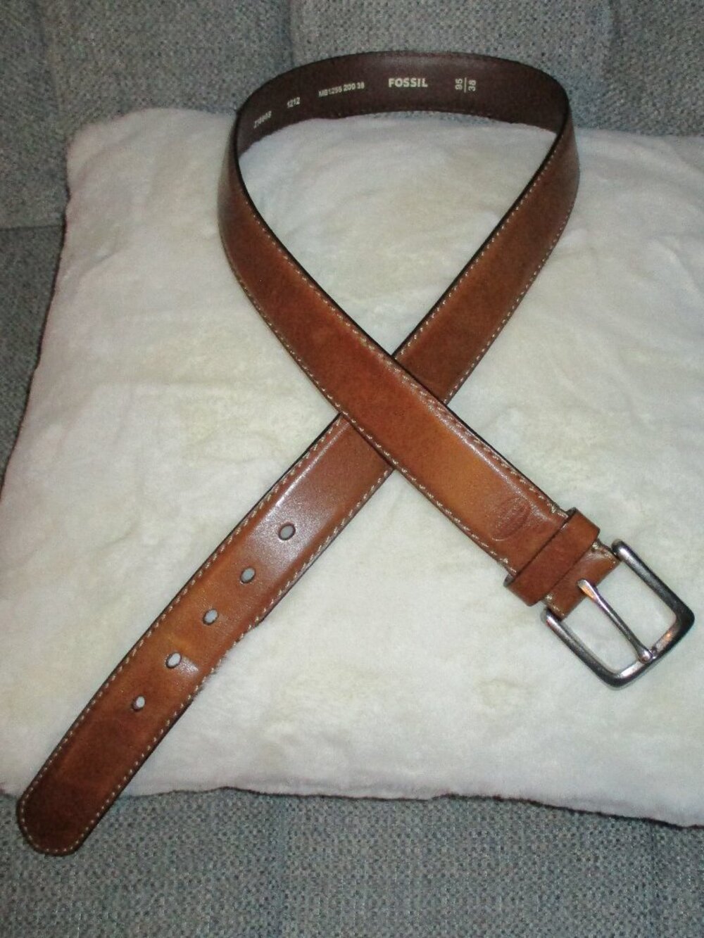 Fossil belt  Brown Leather top stitch 38